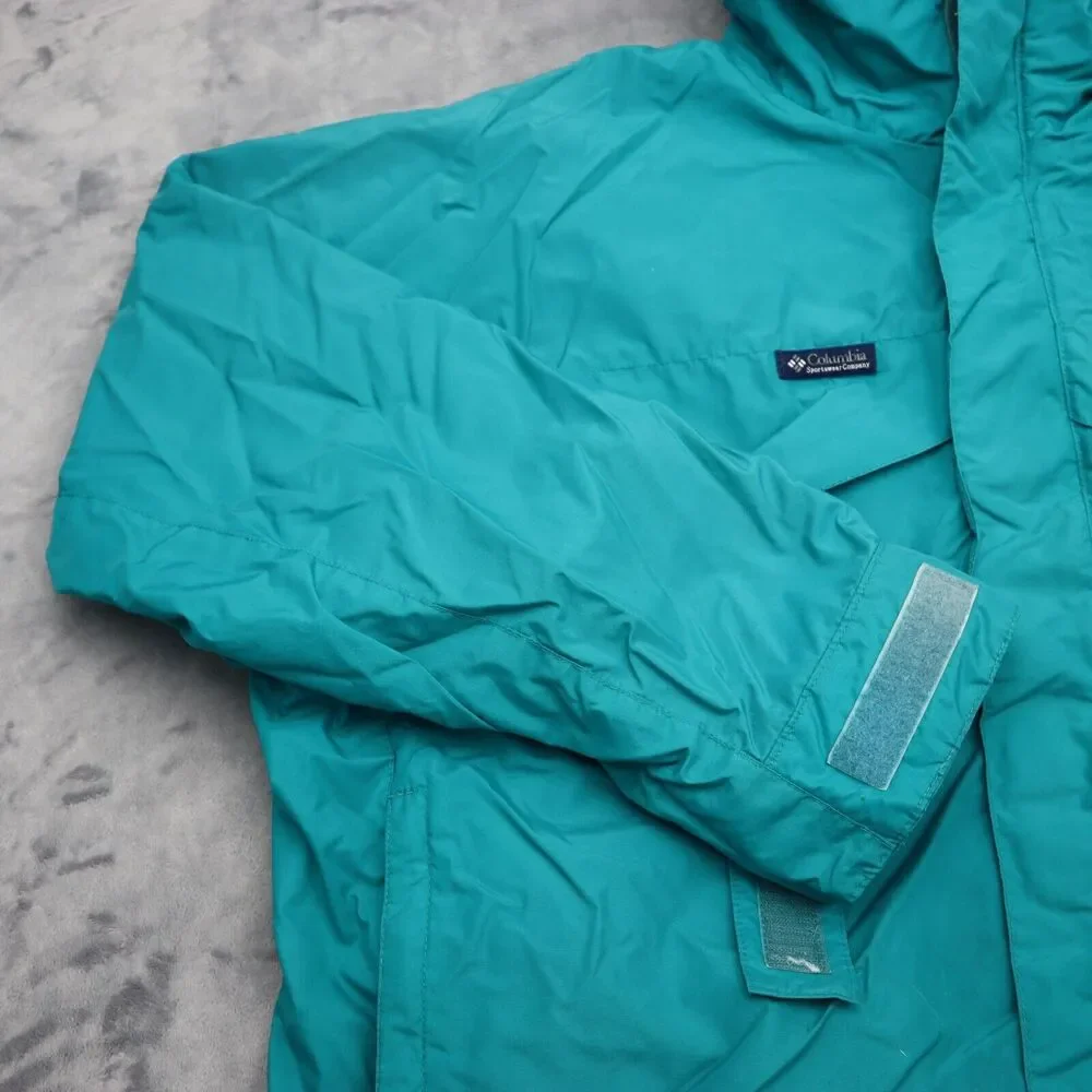 Columbia Jacket Mens L Green Radial Sleeve Stand Up Neck Full Zip Windbreaker